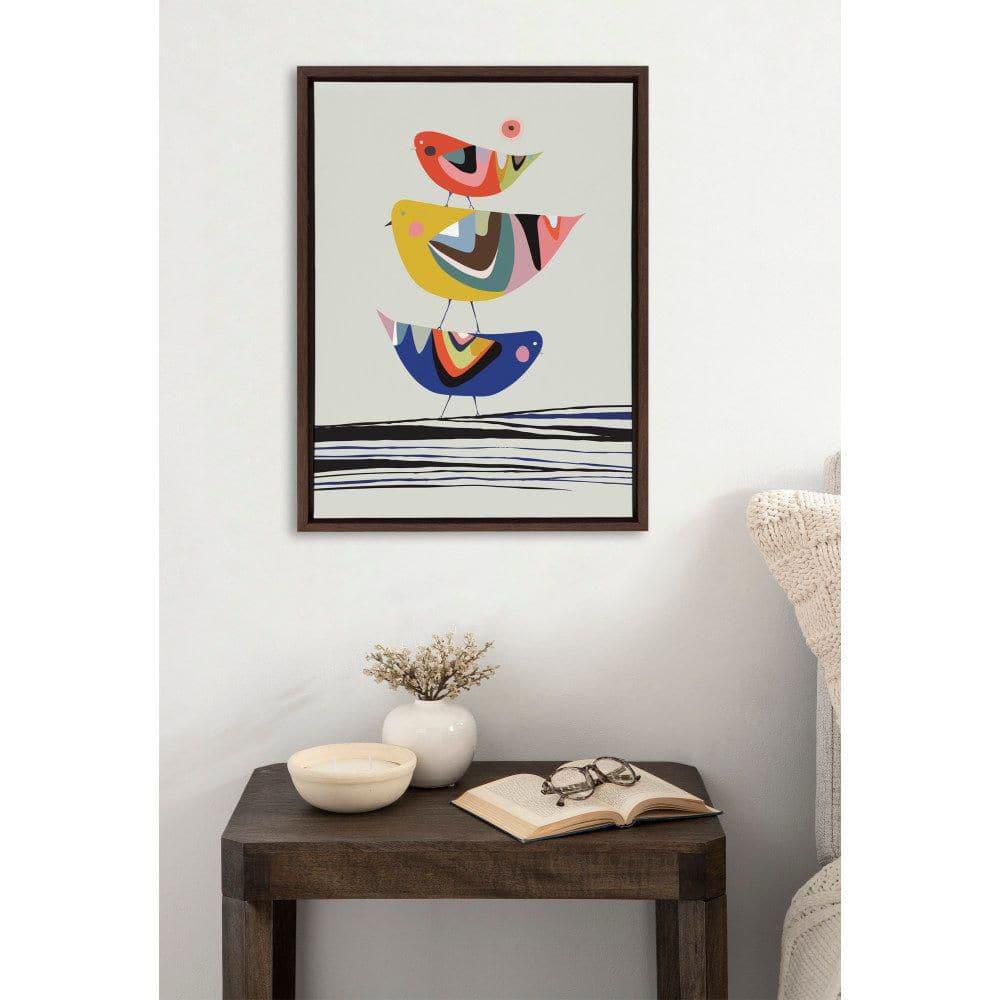 Kate and Laurel Sylvie The Family Tree Framed Canvas Wall Art by Rachel Lee of My Dream Wall, 18x24 Brown, Colorful Animal Art for Wall