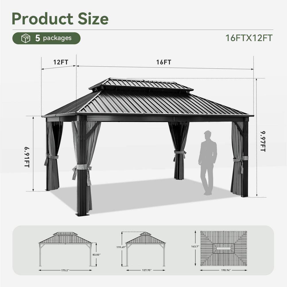 Edrosie Inc Aluminum Patio Gazebo  with Curtain and Netting