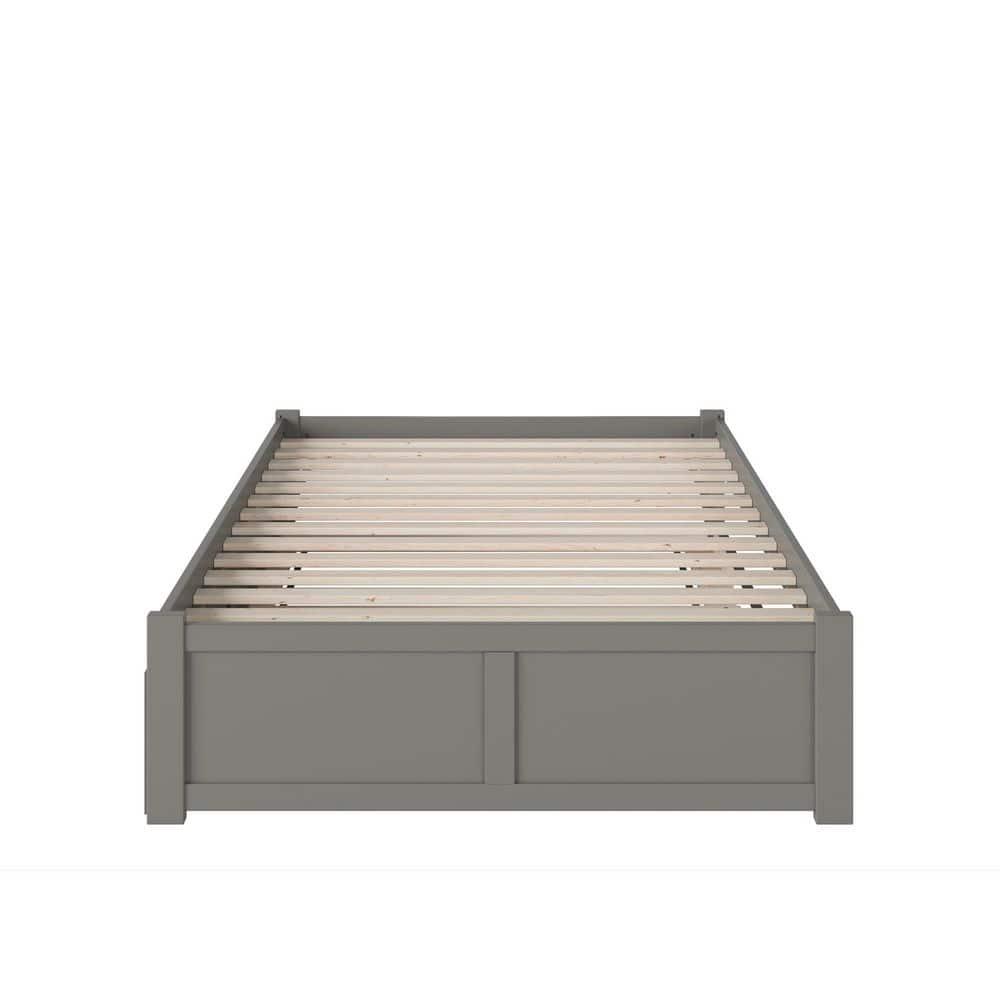 AFI Concord Queen Platform Solid Wood Panel Bed with Trundle in Grey