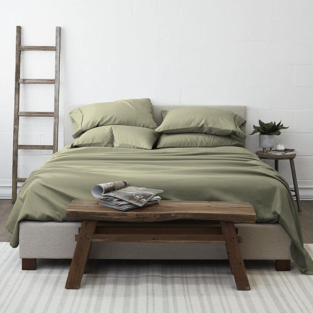 Noble Linens 6 Piece Sage Solid Microfiber Bed Sheet Set For Full Size Bedding
