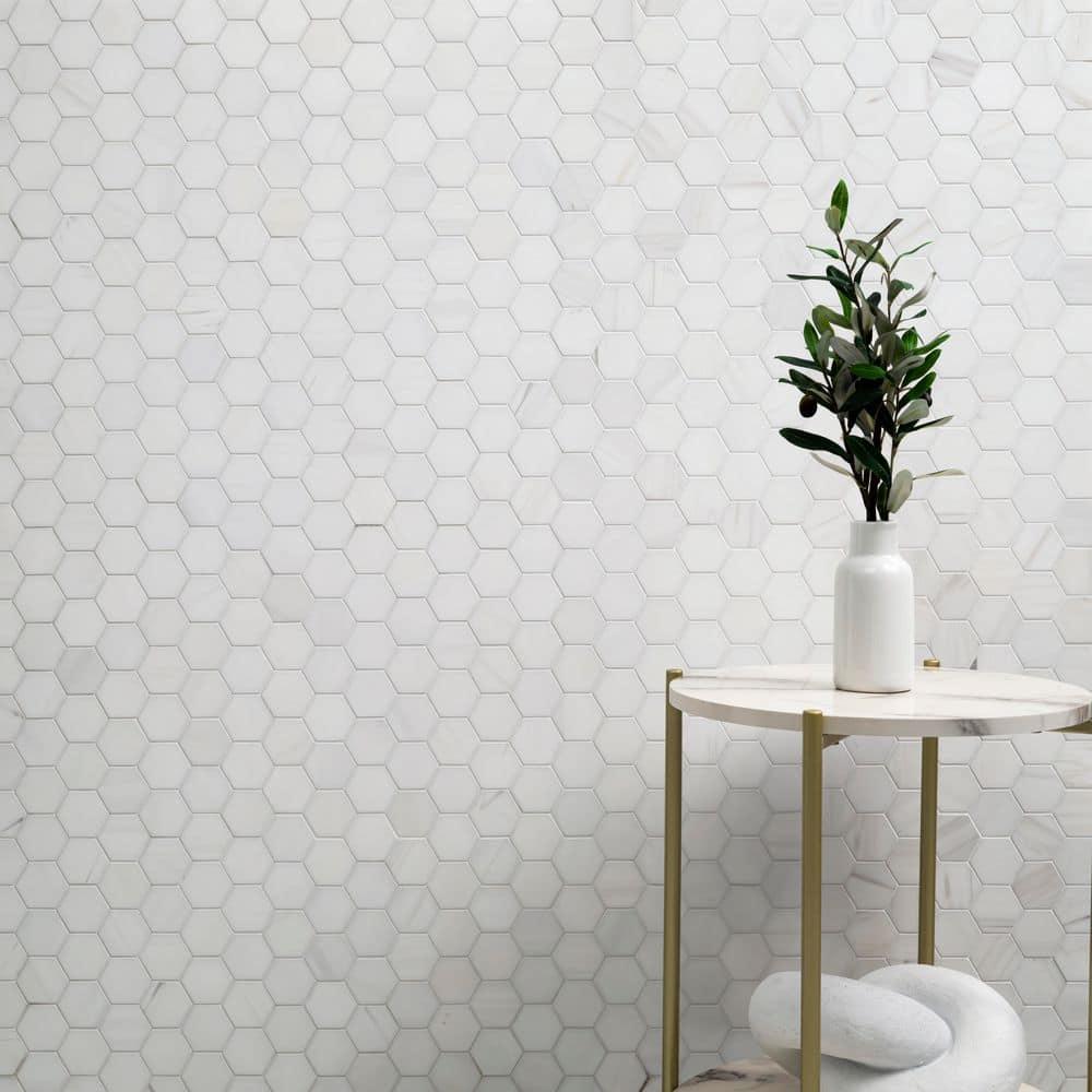 Bianco Dolomite 2" x 2" Marble Mosaic Tile in White