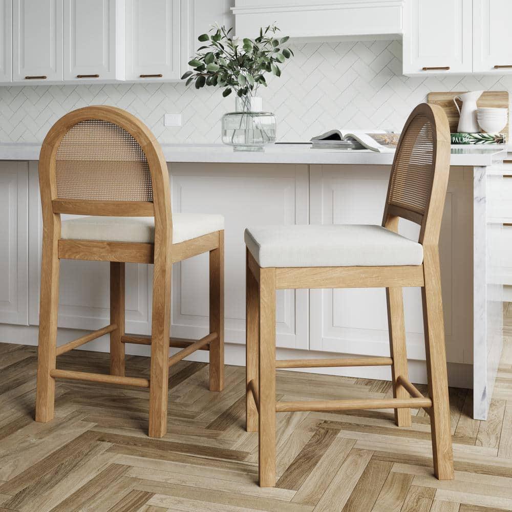 Nathan James Bailey Upholstered Counter Stool with Solid Wood Frame