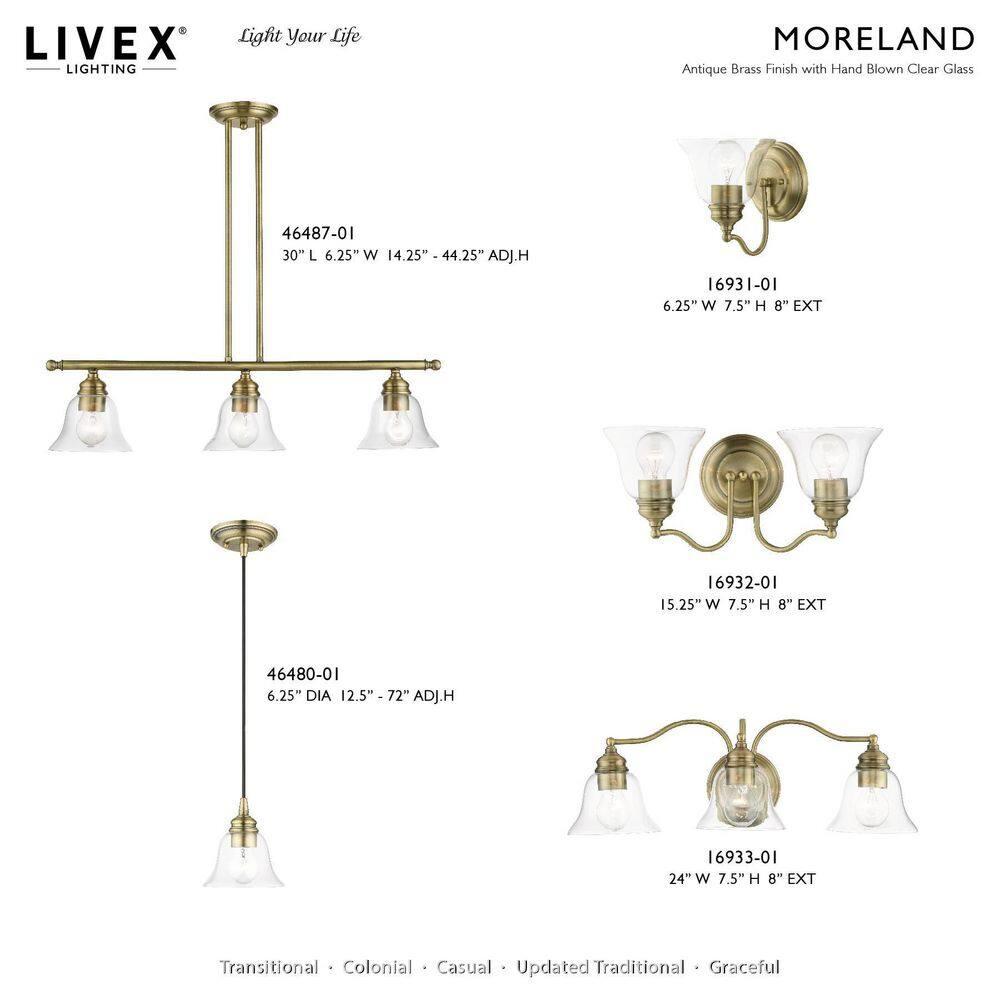 Livex Lighting Moreland 1 - Light Pendant in Antique Brass