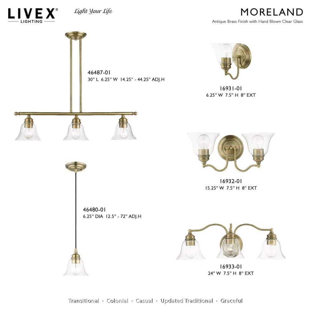 Livex Lighting Moreland 1 - Light Pendant in Antique Brass