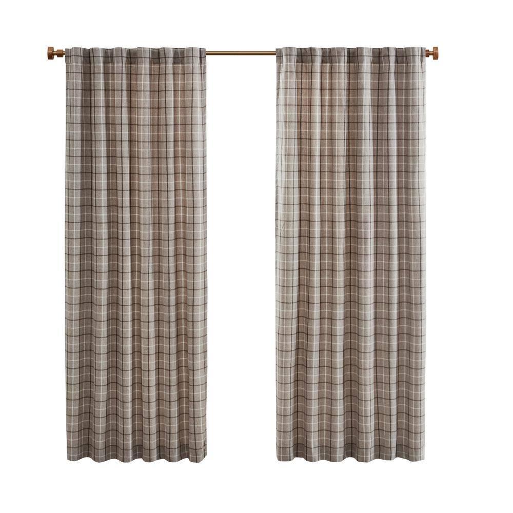 Anaheim Woven Plaid Room Darkening Thermal Fleece Lined Single Curtain Panel