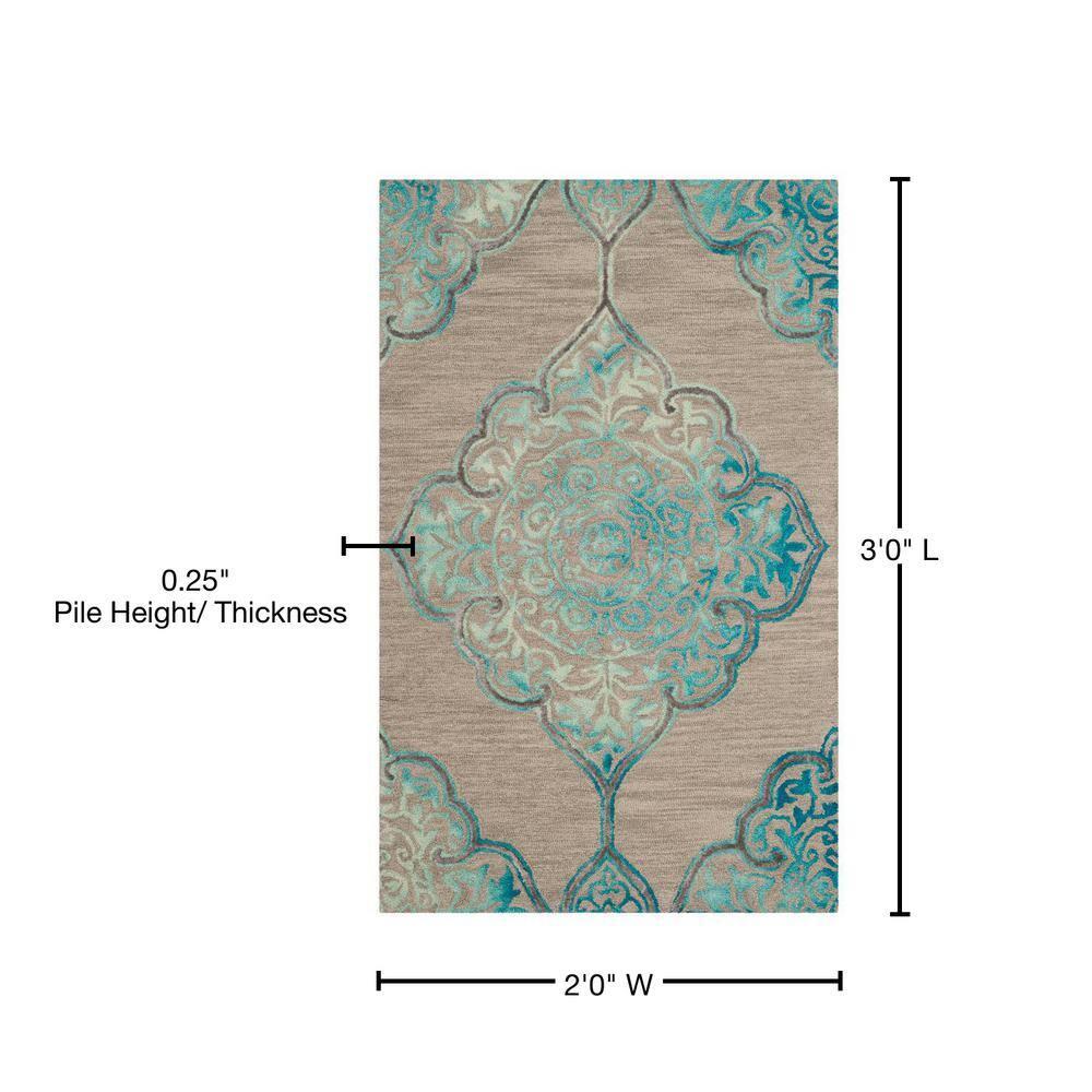 Dip Dye DDY510 Hand Tufted Indoor Accent Rug - Grey/Turquoise - 2'x3' - Safavieh