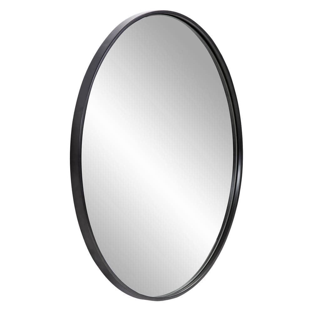 Howard Elliott 30" Round Stainless Steel Framed Vanity Mirror Brushed Black