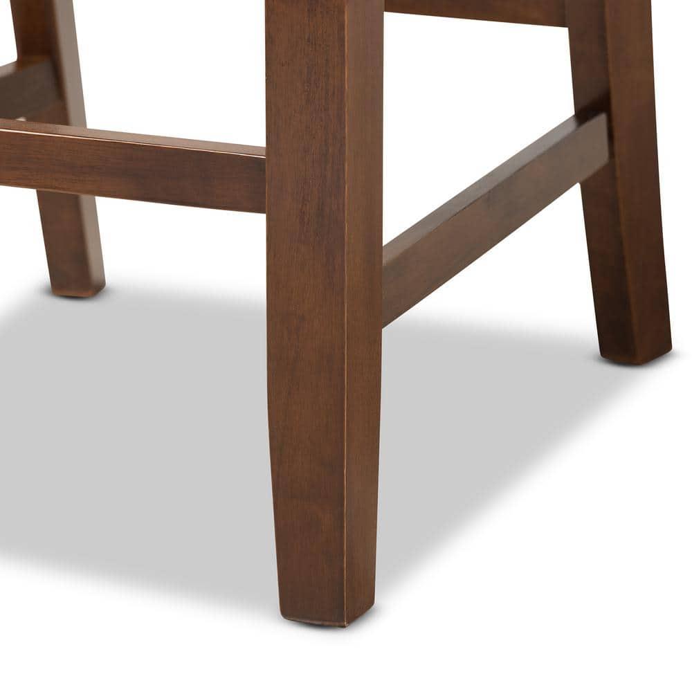 Set of 2 Lenoir Upholstered Wood Pub Chairs Gray/Walnut - Baxton Studio: Oak Frame, Foam Padded, Cut-Out Back Design