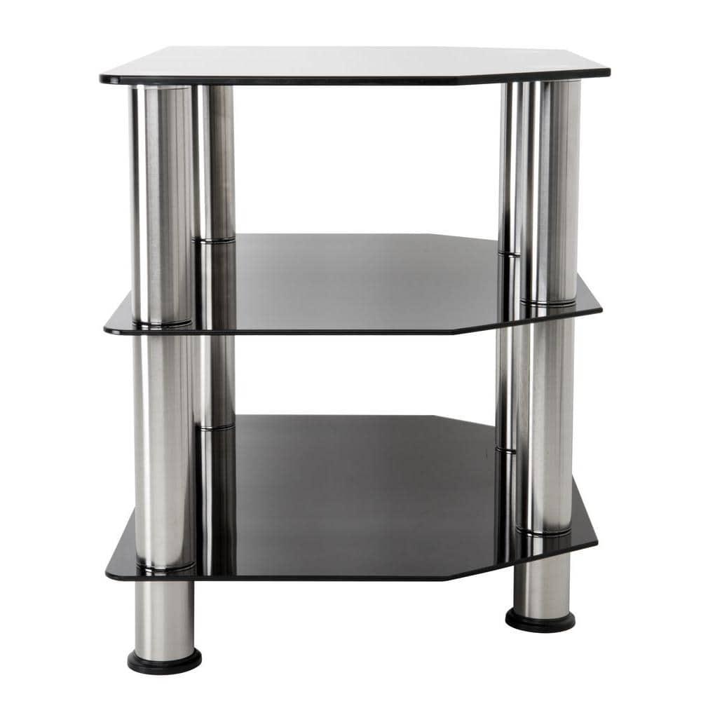 AVF Classic SDC600-A - Stand - corner - for TV / AV System - stainless steel, tempered glass - black glass, chrome effect - screen size: 12"-32" - floor-standing