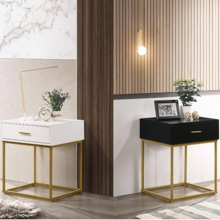 LuXeo LuXeo Catalina One Drawer Nightstand with Mustard Gold Legs