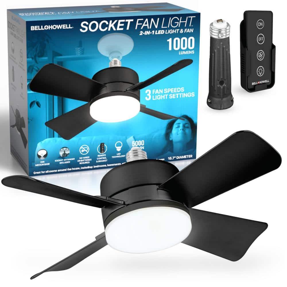 Bell + Howell Bell + Howell Socket Fan, Ceiling Fan With 1000 Lumens and Remote Control