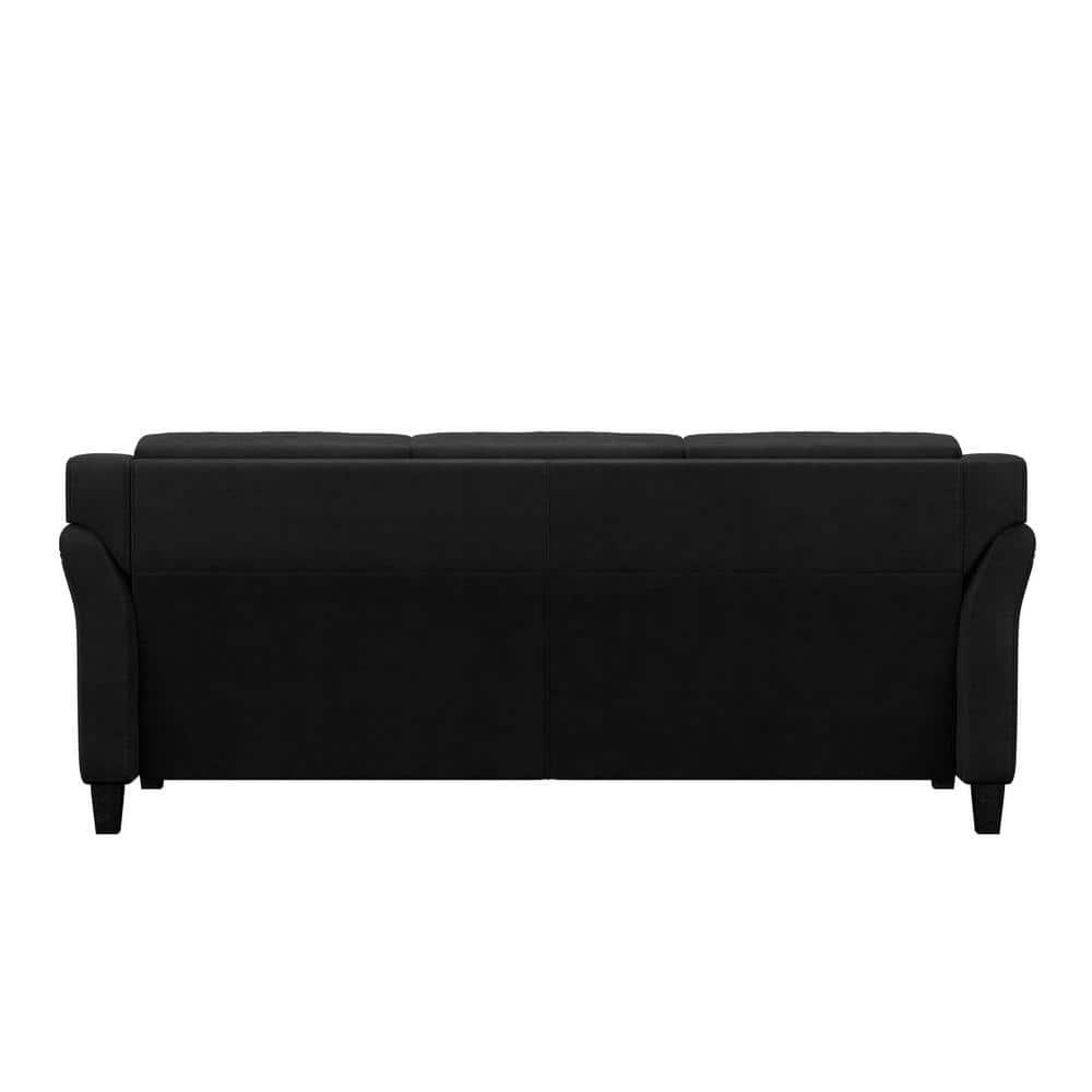 LifeStyle Solutions Hartford Modern Microfiber Sofa in Black