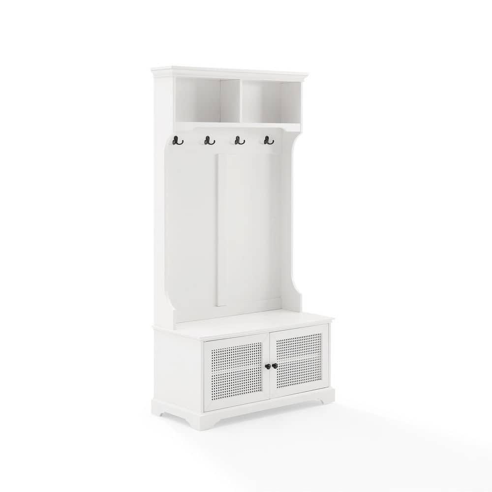 Sarah Hall Tree White - Crosley: Entryway Organizer with Shelving, Coat Hooks, Shoe Cabinet