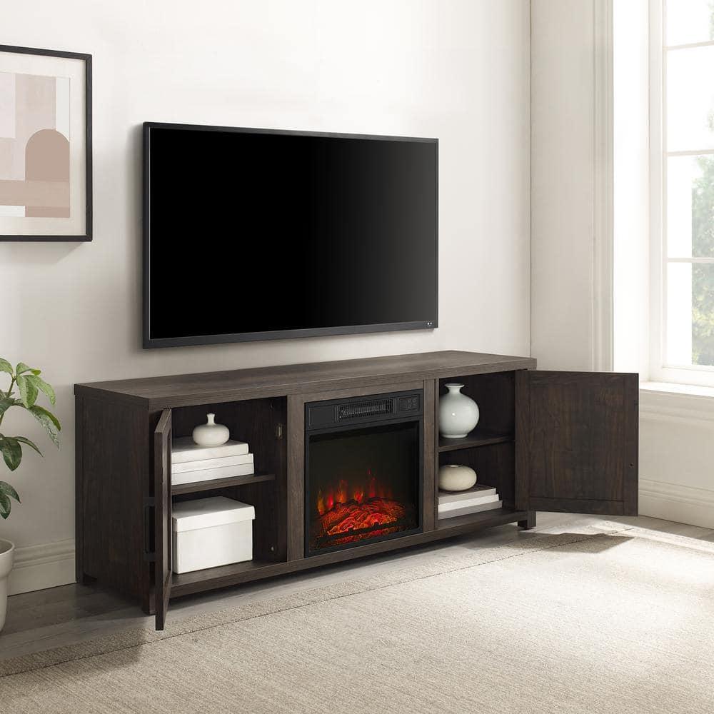 58" Gordon Low Profile TV Stand for TVs up to 65" with Fireplace Dark Walnut - Crosley