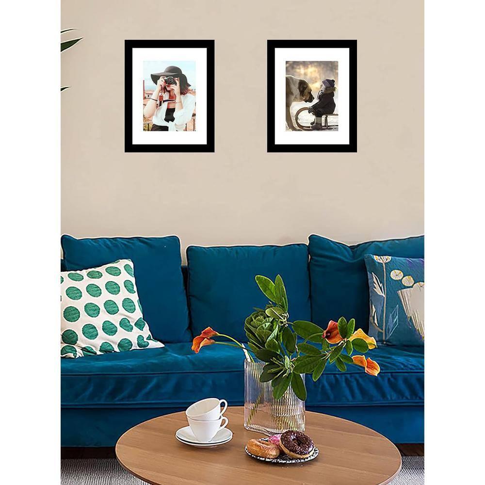 Picrit 8.5x11 Picture Frame Set of 12, Display 6x8 with Mat or 8.5 x 11 without Mat, Photo Frames for Wall Mounting or Table Top Display, Black