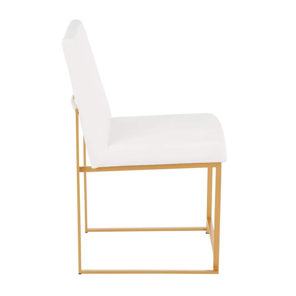 LumiSource Set of 2 High Back Fuji Contemporary Dining Chairs Gold/White Velvet : Chrome-Plated, Metal Legs, Velvet Upholstery