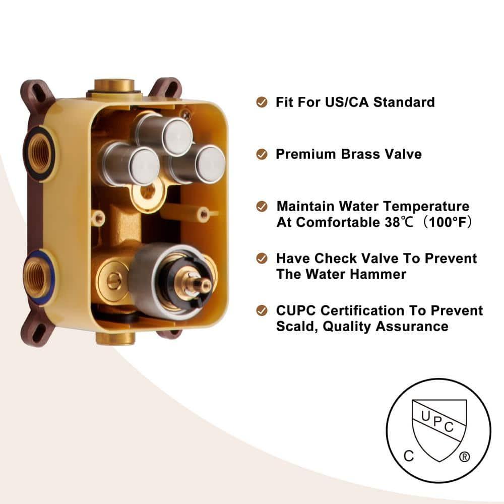 Thermostatic Rainfall Shower System with Rough in-Valve and Digital Display Handheld