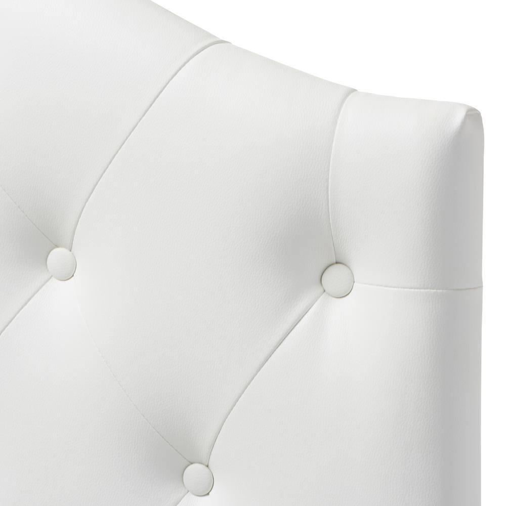 Full Myra Modern And Contemporary Faux Leather Upholstered Button-Tufted Scalloped Headboard White - Baxton Studio: Elegant Design, Wood Frame Mounted