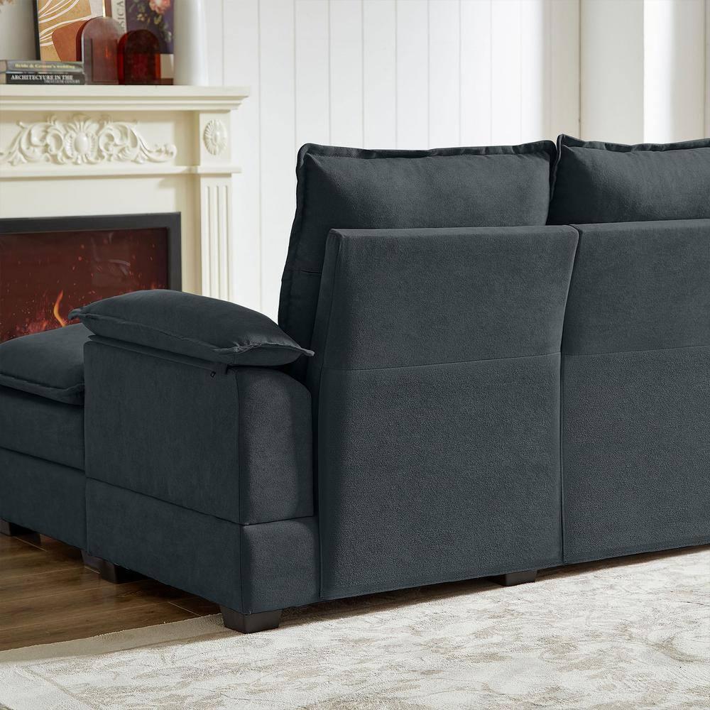 82" Convertible Sectional Sofa, L-Shaped Comfy Cloud Couch with Reversible Chaise and Padded Armrests, Modern Polyester 3 Seat Sofa Couches for Living Room (Green)