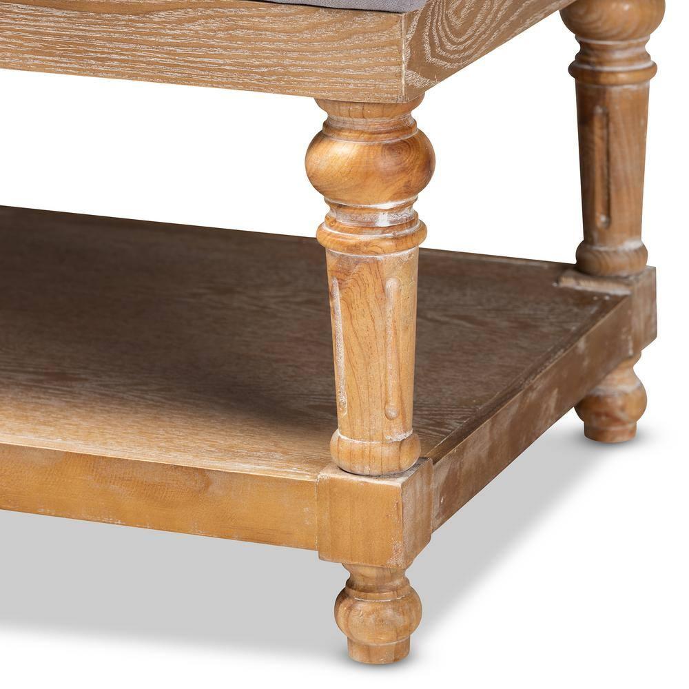 Linda Linen Fabric Upholstered Storage Bench with Shelf - Baxton Studio: Bedroom Accent Furniture