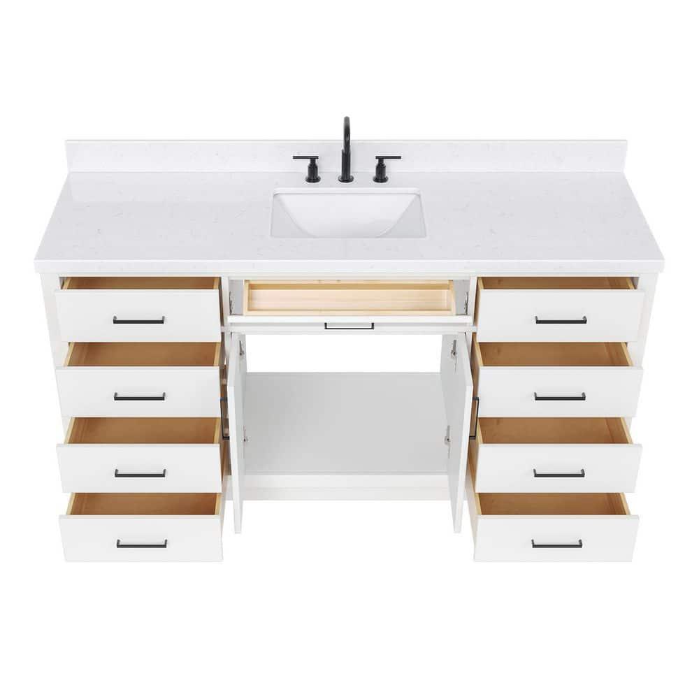 Tidworth 66.25'' Single Bathroom Vanity with Carrara Quartz Top