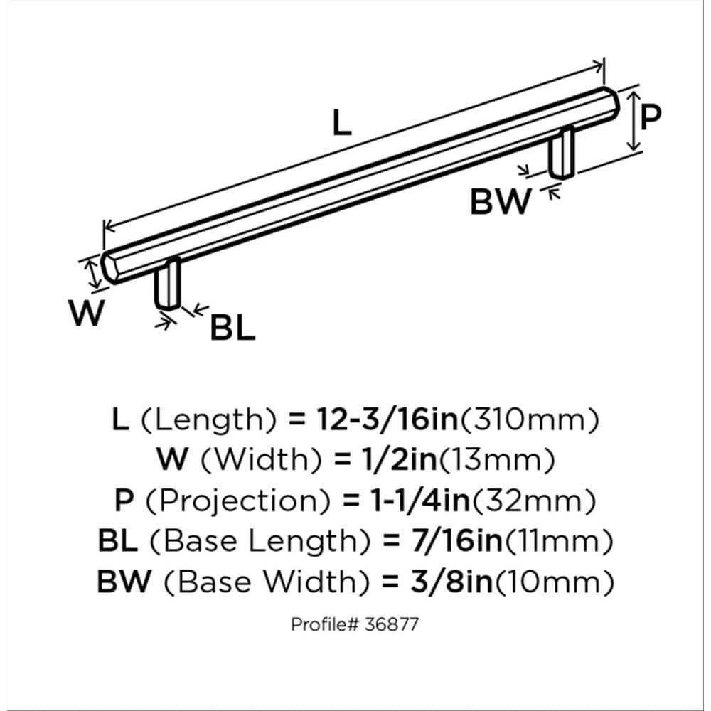 Amerock Caliber 10-1/16 inch (256mm) Center-to-Center Satin Nickel Cabinet Pull