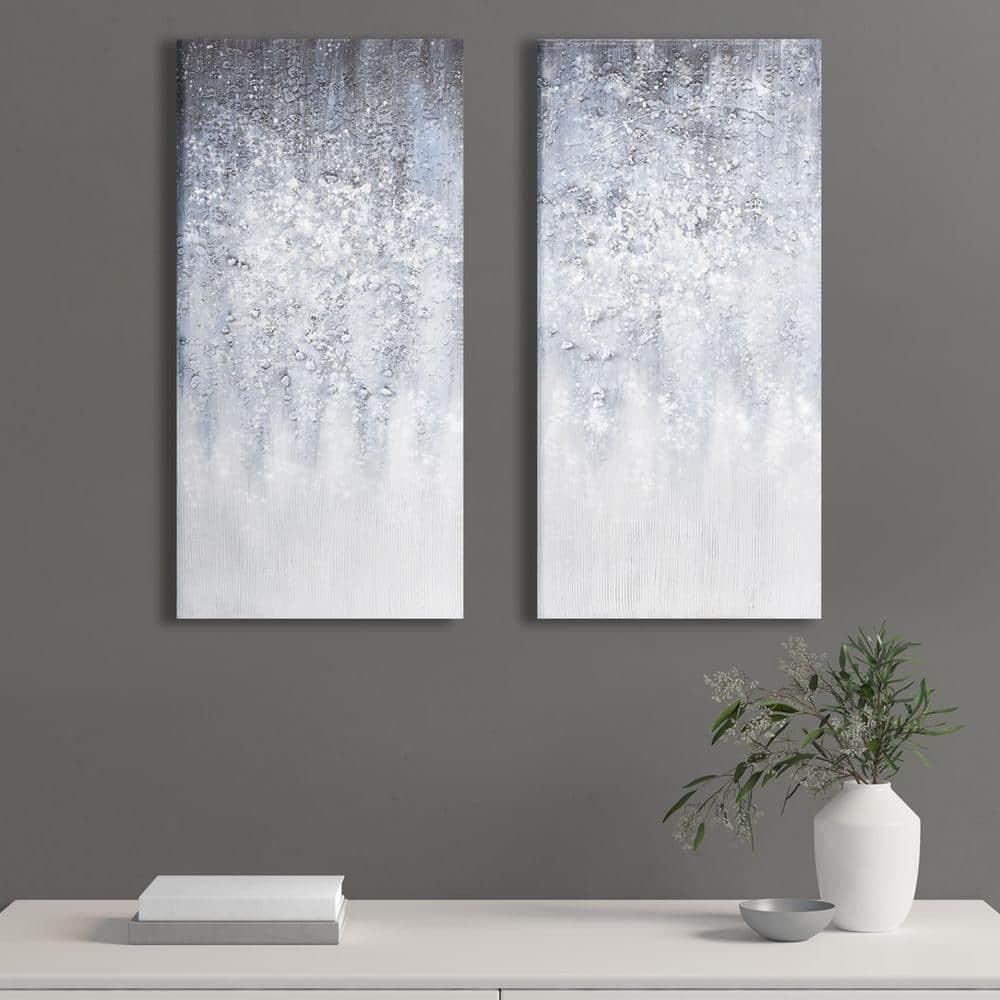 Ivy Bronx Heavily Embellished Abstract Canvas Wall Art Set - 2-Piece Decor with Dimensional Texture & D-Ring Hangers