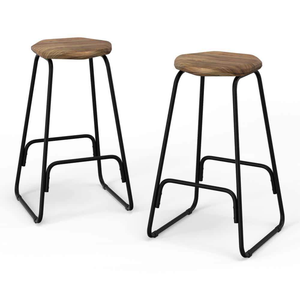 Orson Industrial Metal Saddle Counter Height Stool (Set of 2) in Natural