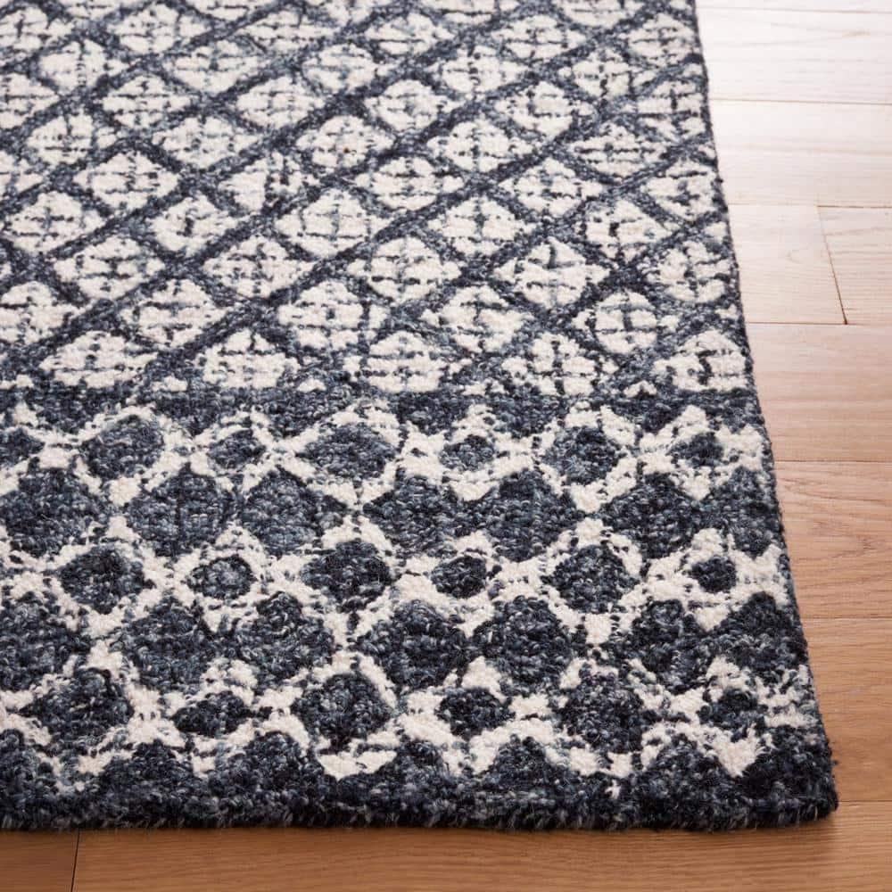 Abstract ABT203 Handmade Indoor Area Rug - Ivory/Navy - 6'x9' - Safavieh