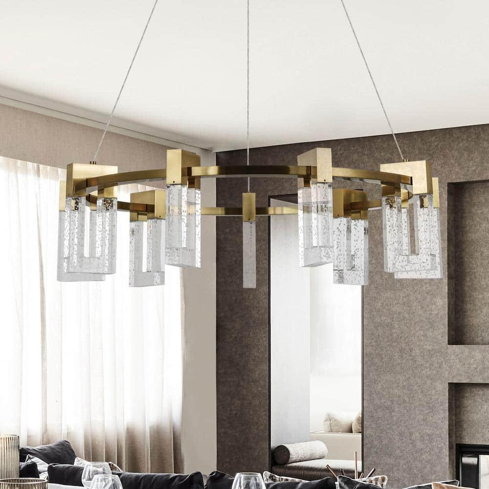 Sorrento 27-in Ring 9-Light Height Adjustable ETL Certified Integrated LED Circular Chandelier