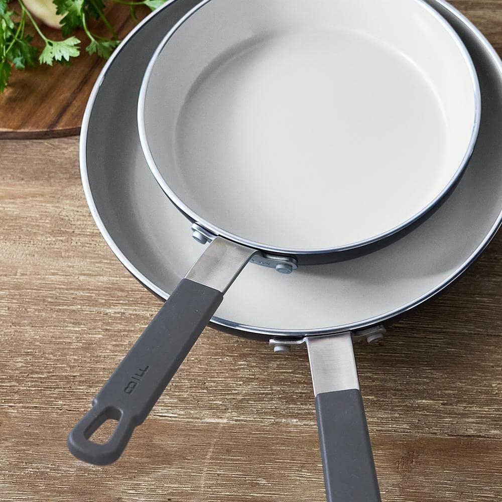 Bobby Flay 2pk (8" & 10") Ceramic Nonstick Aluminum Fry Pan Set Graphite Gray: Dishwasher-Safe, Lifetime Warranty