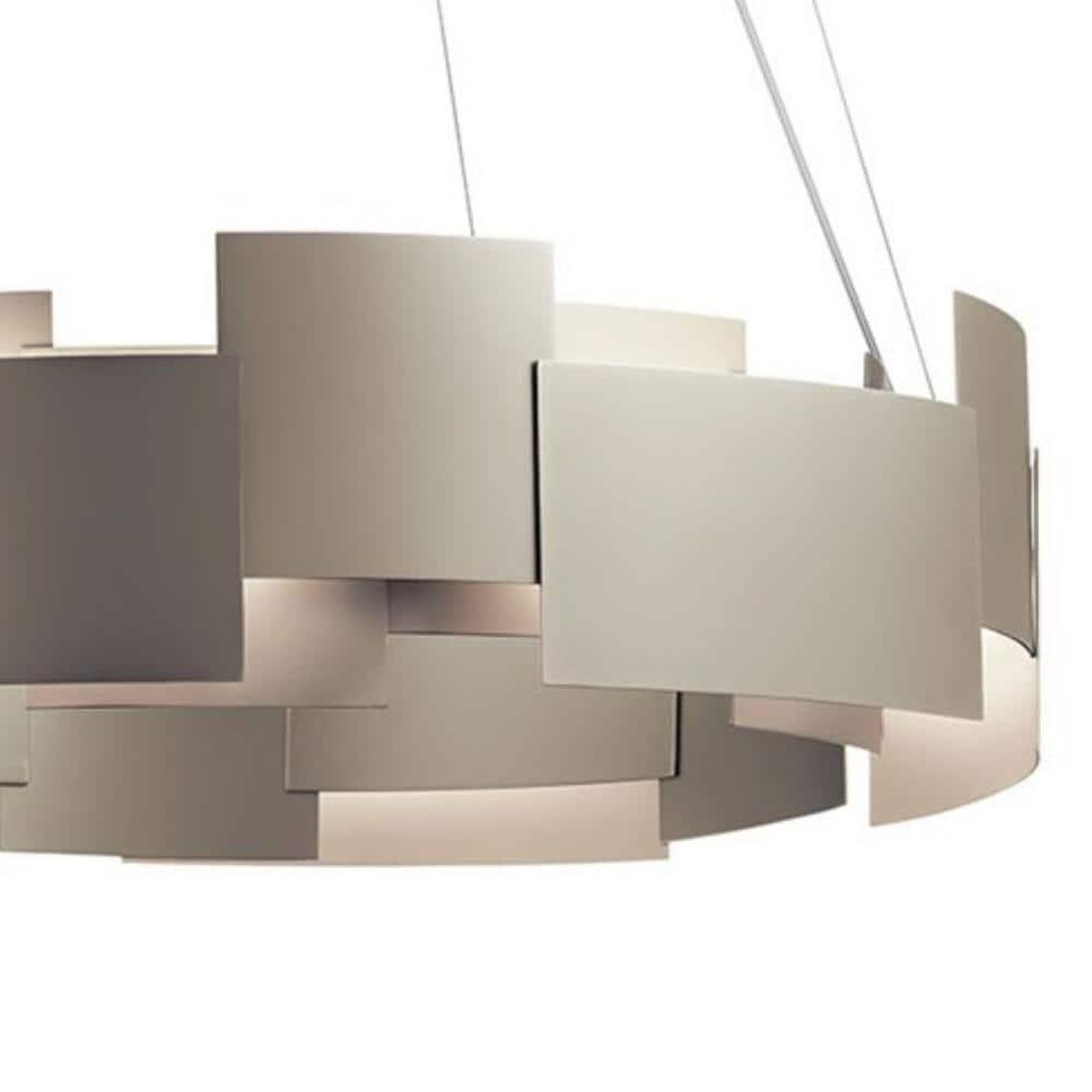 Satin Nickel 26.5" Modern LED Drum Pendant with Black Shade
