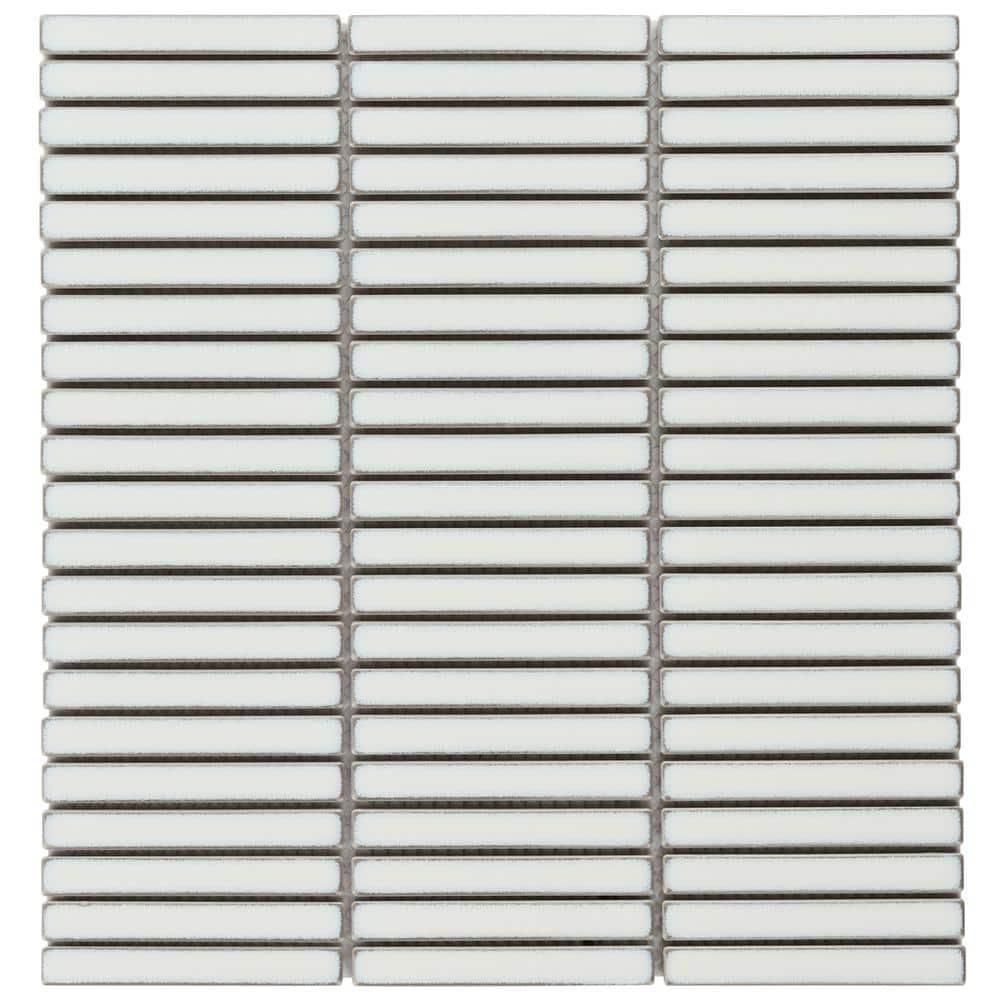 Monogram Stacked 11.19 In. X 11.9 In. Glossy Porcelain Mosaic Floor And Wall Tile (0.92 Sq. Ft. / Each)
