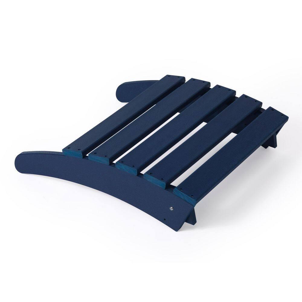 Polytrends  Laguna Hdpe All Weather Outdoor Patio Foldable Ottoman Navy Blue