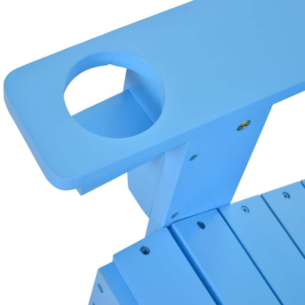 Outsunny Oversized Adirondack Chair, Outdoor Fire Pit and Porch Seating, Classic Log Lounge w/ Built-in Cupholder for Patio, Backyard, Blue