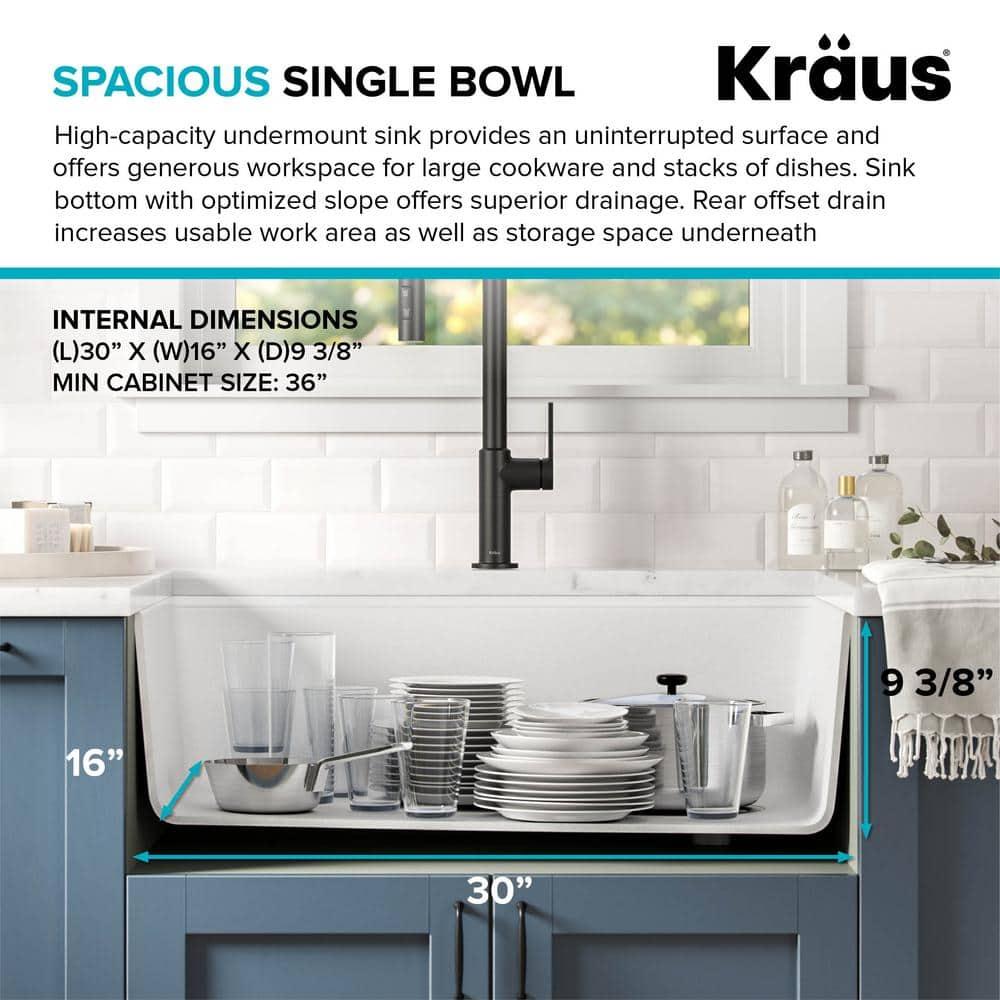 Kraus Bellucci 32 in. Undermount Quartz Composite Single Bowl Kitchen Sink with Accessories