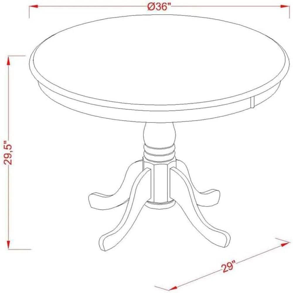 East West Furniture Antique 5-piece Dining Set with Leather Seat in Linen White