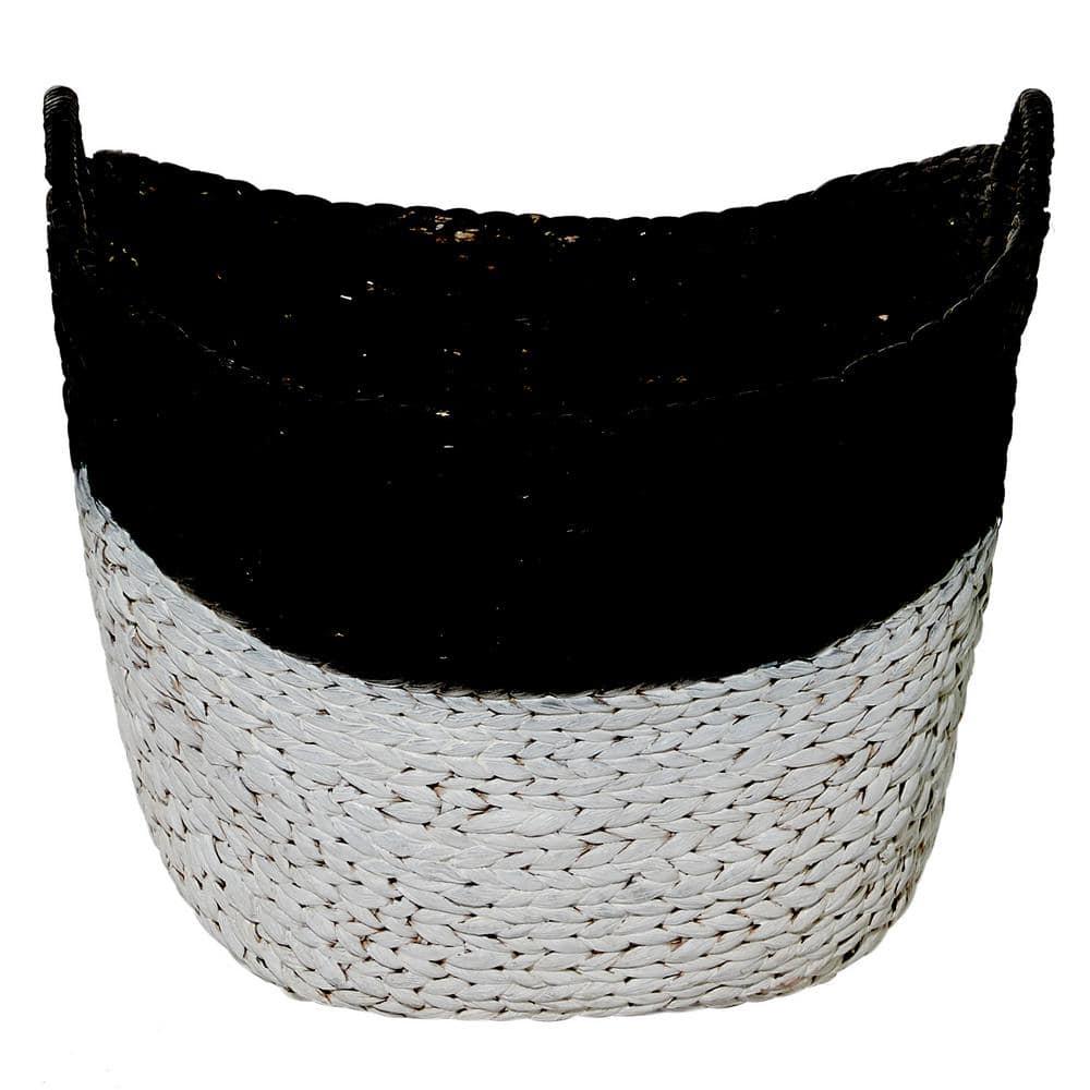 CosmoLiving by Cosmopolitan 22" x 19" Black Seagrass Handmade Large Woven Storage Basket with Handles, 1-Piece