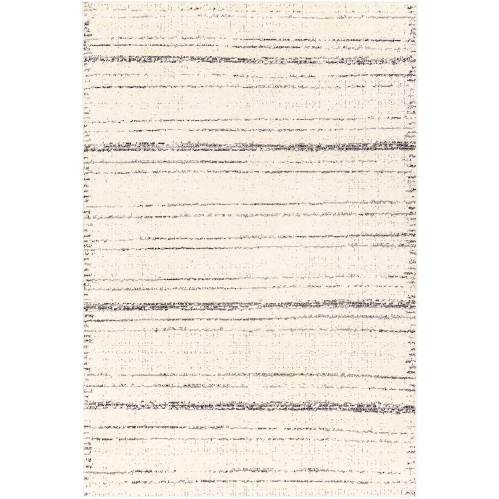Ivory Striped Elegance 6'6" x 9' Synthetic Area Rug