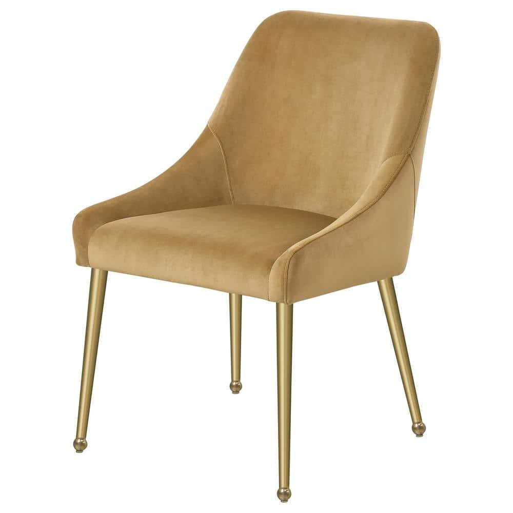Coaster Mayette Velvet Parsons Wingback Dining Side Chair in Brown