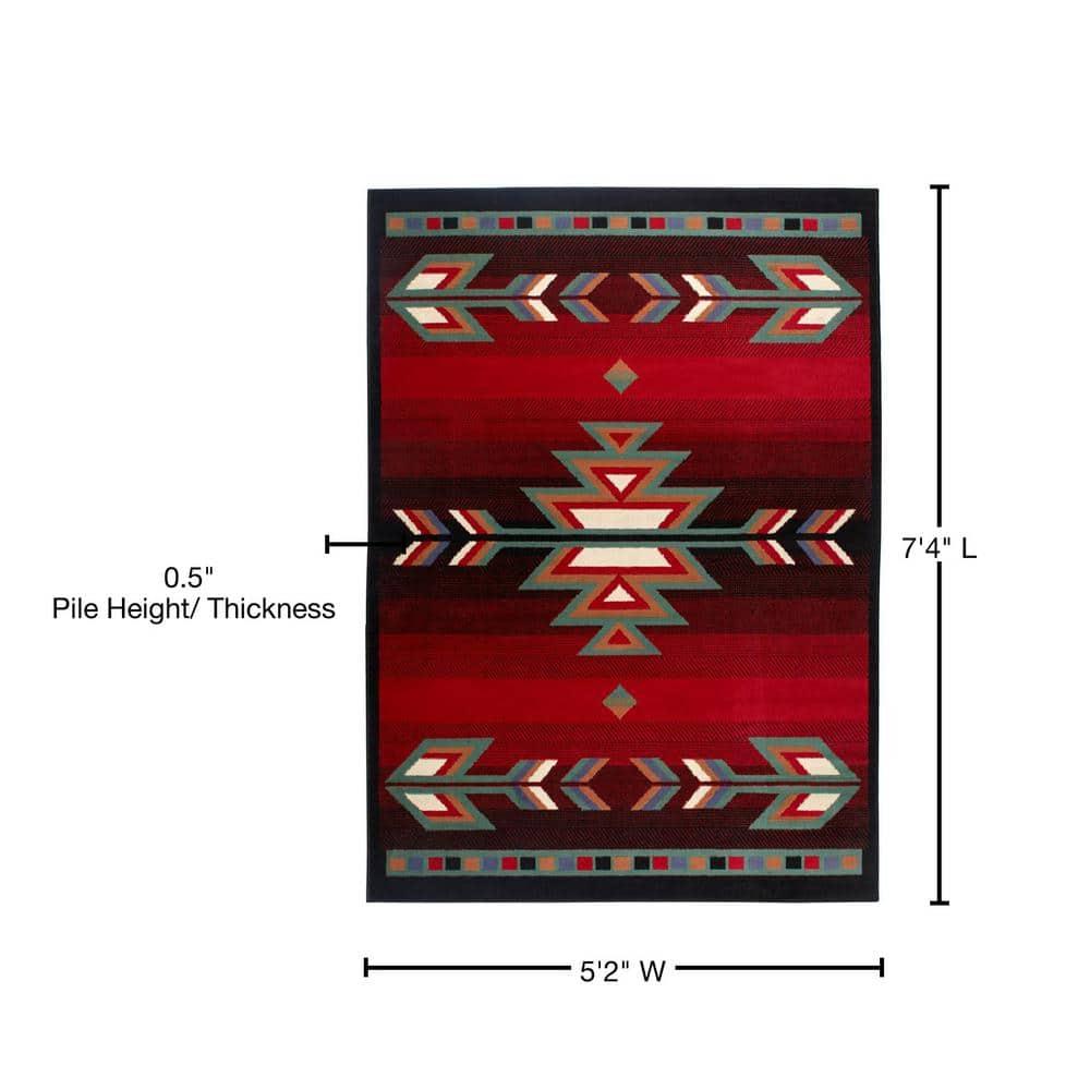Home Dynamix Premium Sagrada Southwestern Geometric Area Rug, Black/Red, 5'2"x7'4"