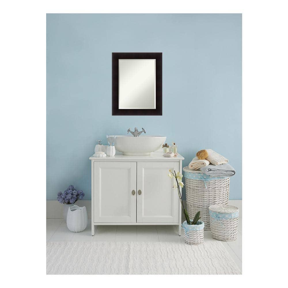 Amanti Art Beveled Wood Bathroom Wall Mirror - Portico Espresso Frame Outer Size: 24 x 30 in