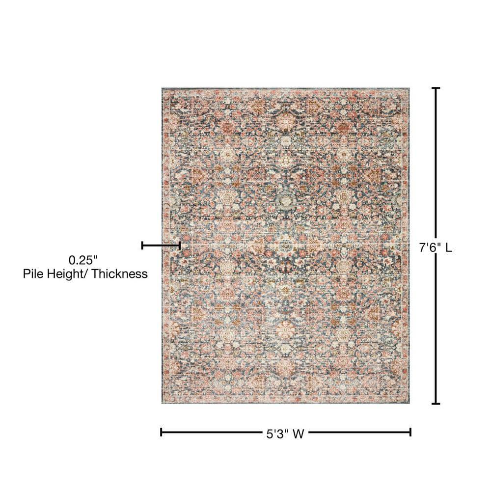 Loloi II Saban SAB-03 Oriental Navy / Rust Area Rug 5'-3" x 7'-6"