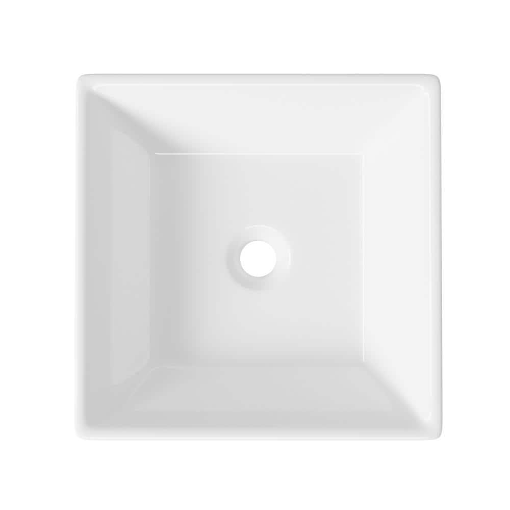 Naples 16" W x 5" H Square Vitreous ChinaBathroom Countertop Sink Vessel Sink in White