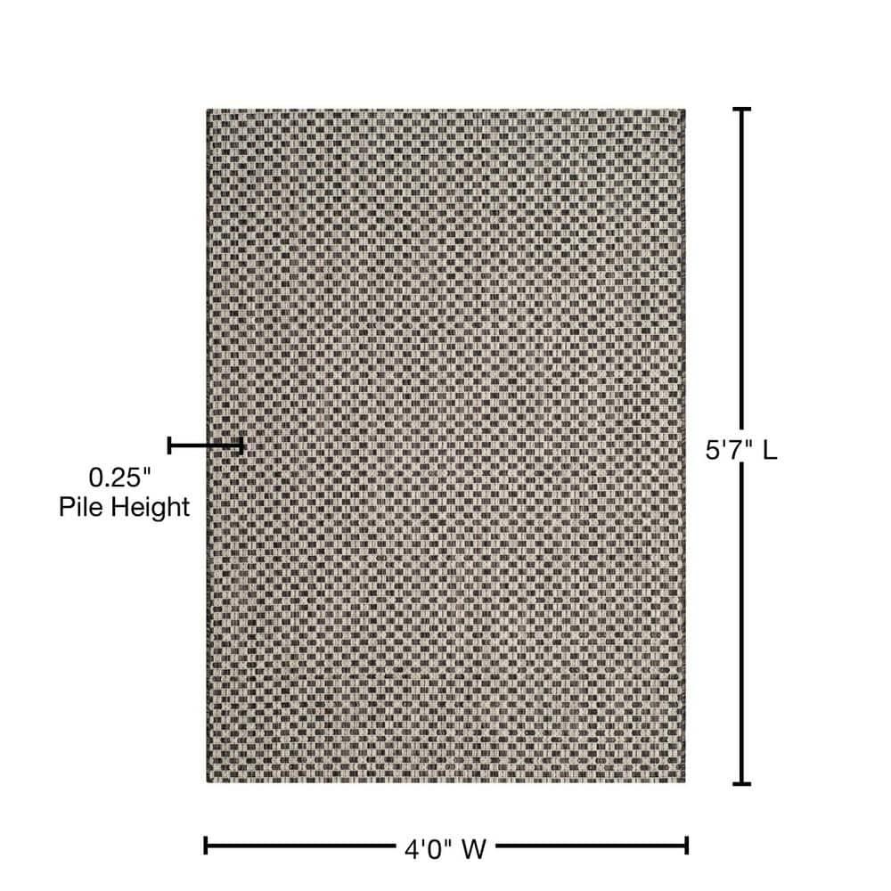 Courtyard CY8653 Power Loomed Indoor and Outdoor Area Rug - Black/Light Grey - 4'x5'7" - Safavieh