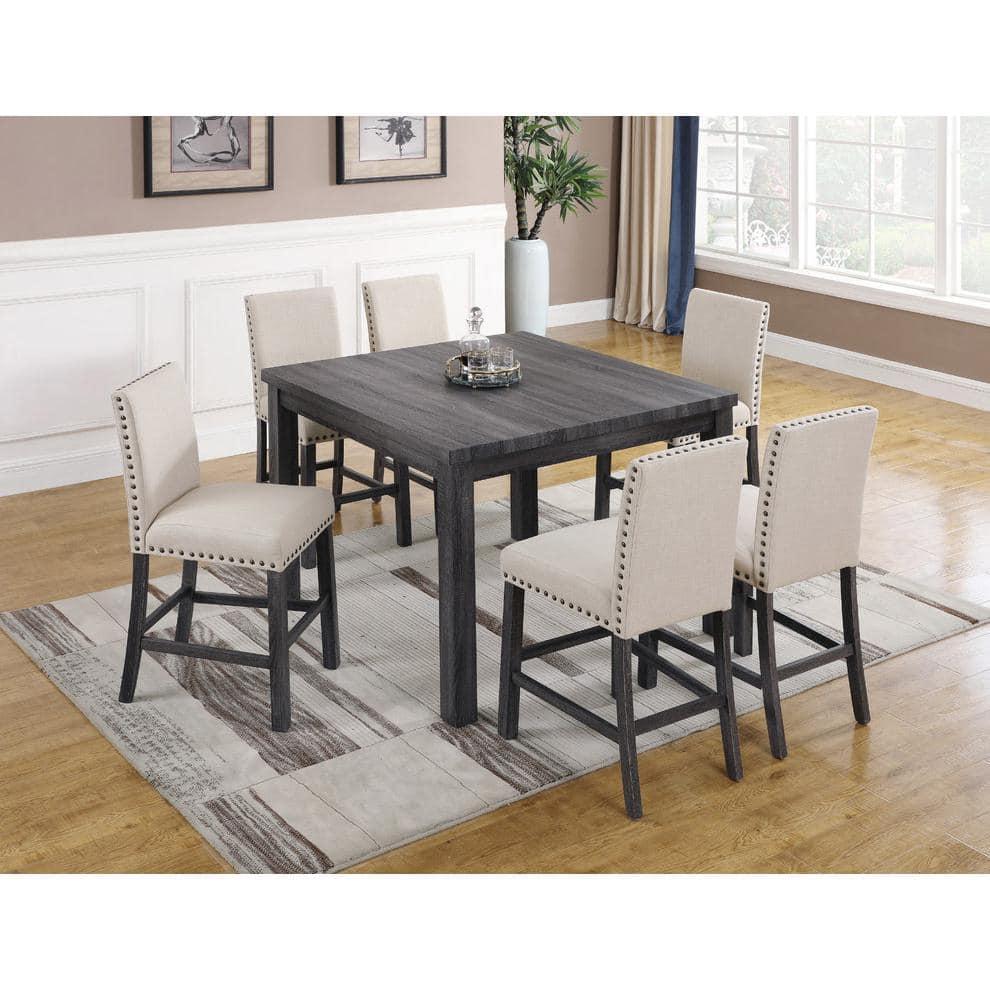 Best Master Solid Wood Counter Height Table in Antique Gray