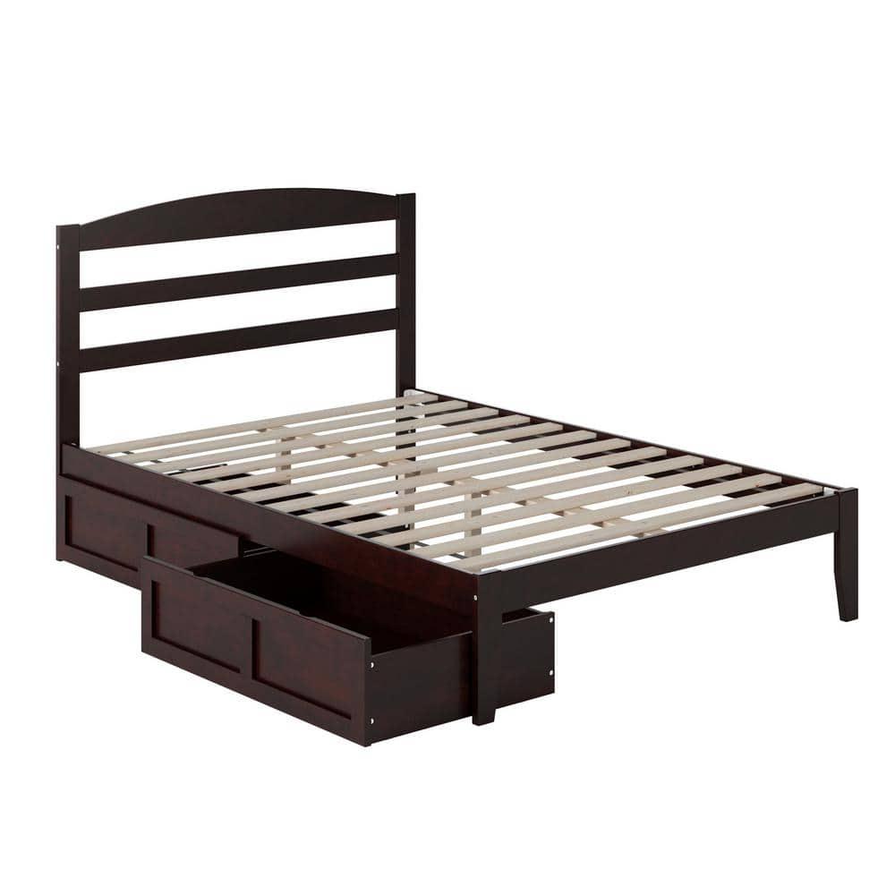 Warren, Solid Wood Platform Bed with Storage Drawers (Set of 2), Full, Espresso