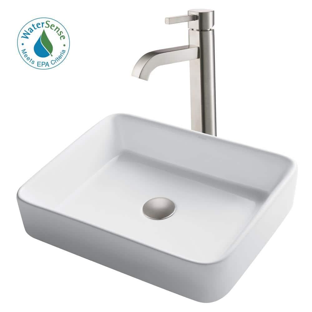 Ceramic Ceramic Rectangular Vessel Bathroom Sink