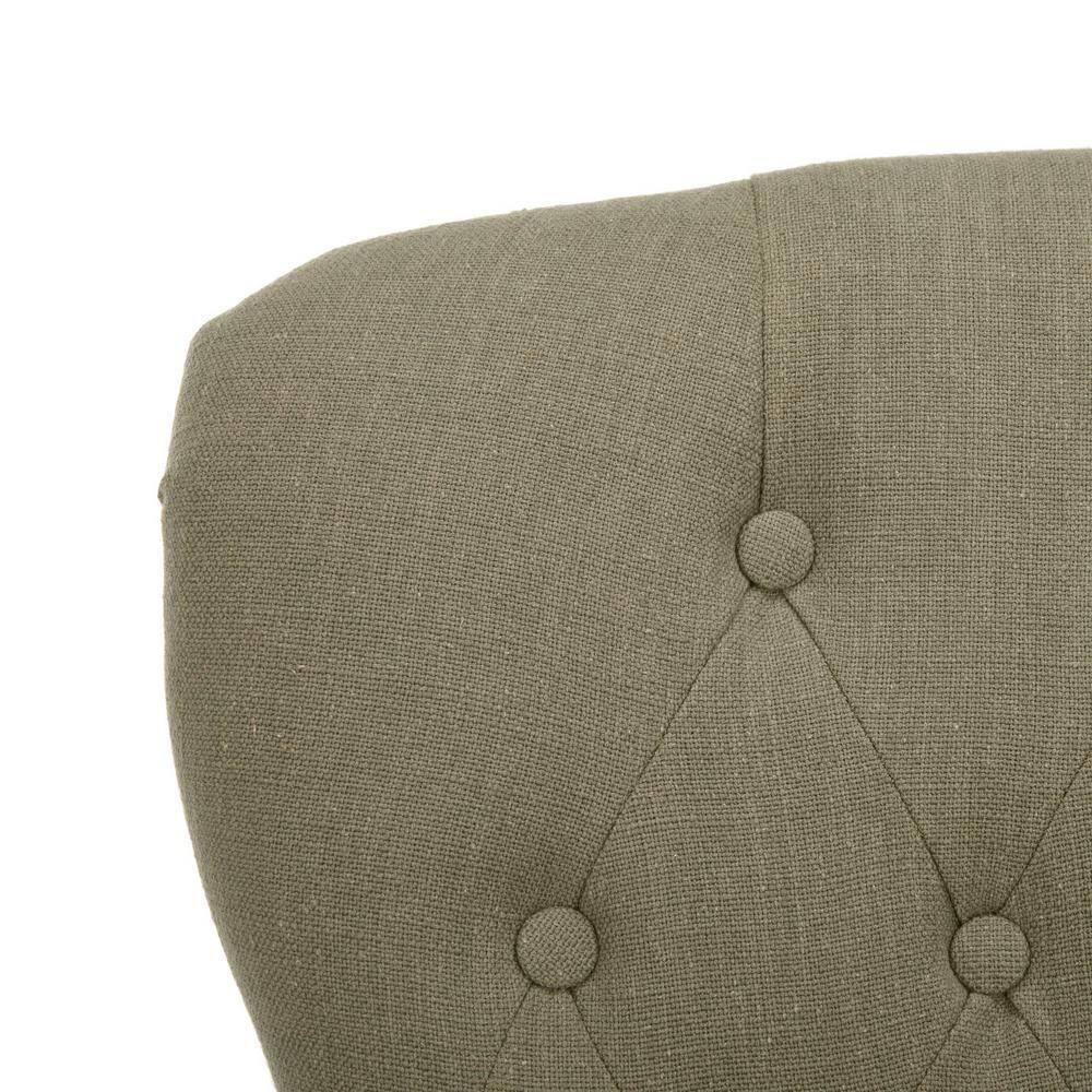 Petite Granite Grey Linen Upholstered Arm Chair with White Wash Birch Legs