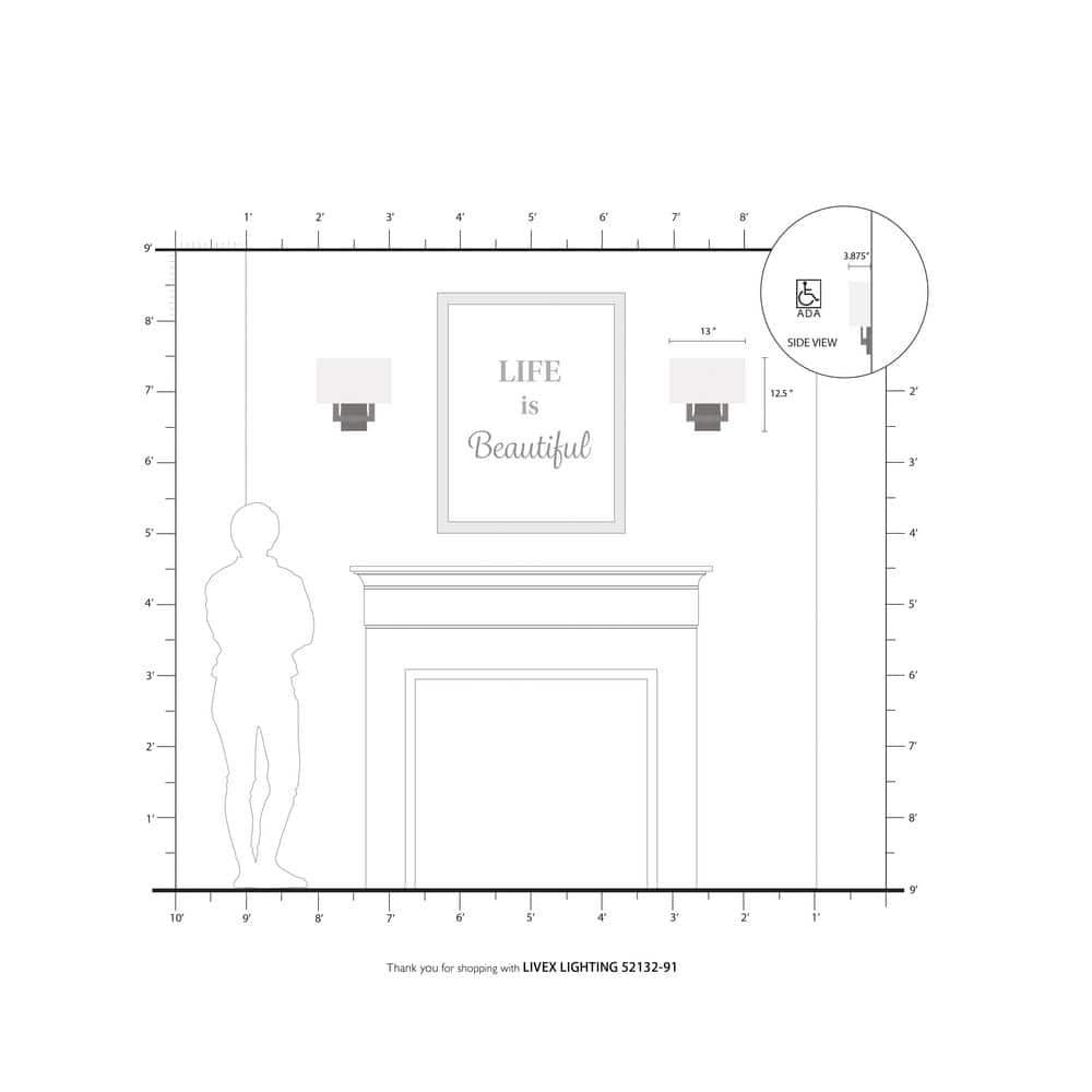 Livex Lighting Meridian 2 - Light Wall Light in  Brushed Nickel